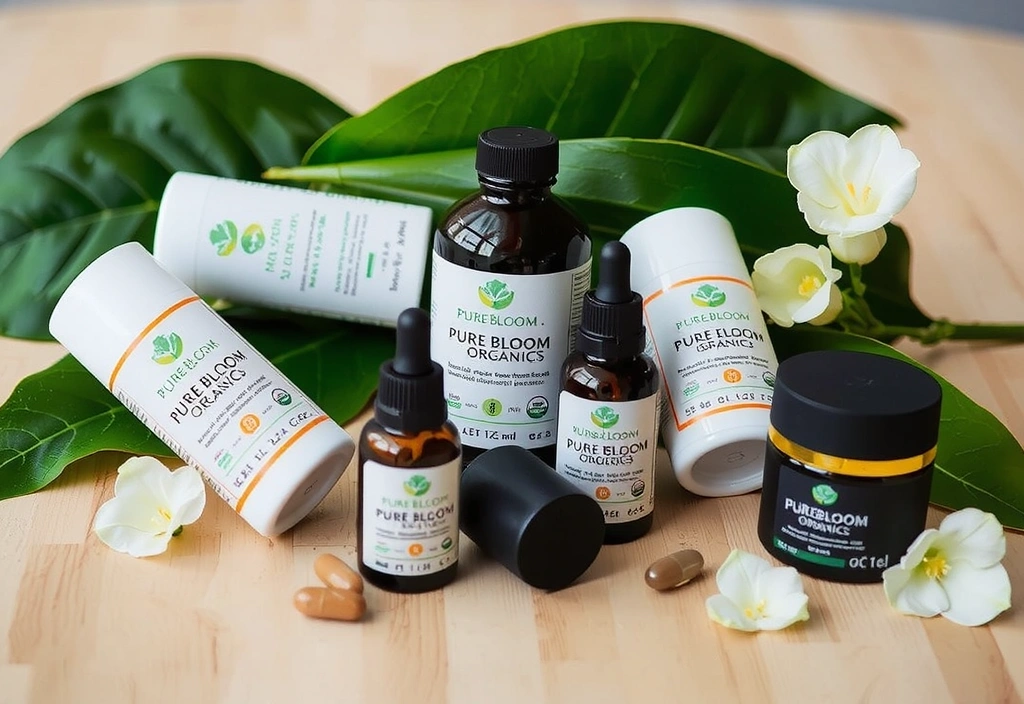 PureBloom Organics hero image showcasing natural health and beauty products